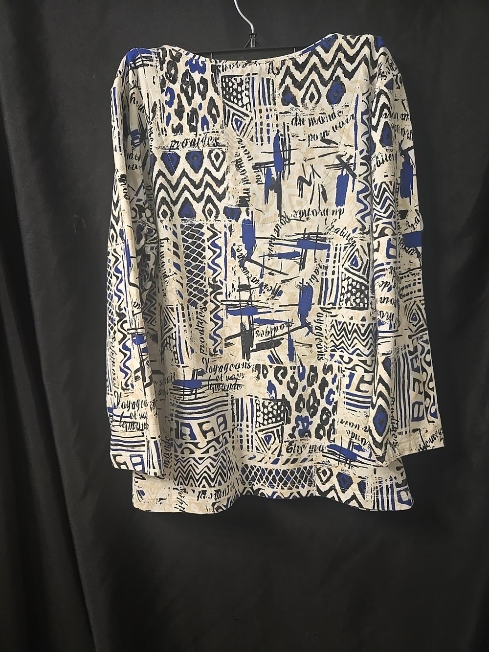 Ruby Rd Abstract Geometric Print Embellished V Neck Top Small - Picture 7 of 8